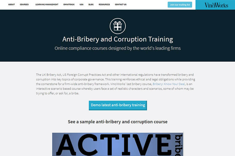 VinciWorks online anti-bribery courses